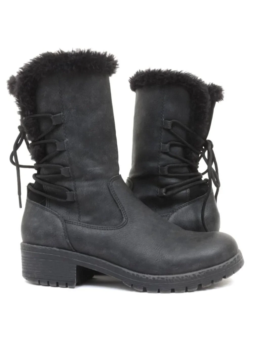 Andiamo Anadine Women's 8 Back Corset Lace Faux Fur Mid-Calf Winter Boots Furry